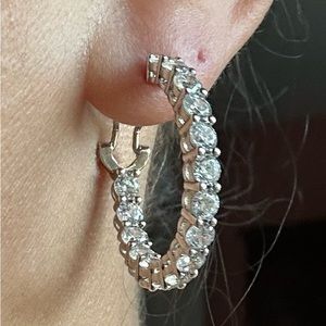 Splendid 925 sterling silver and CZ hoop earrings, approx. 31mm